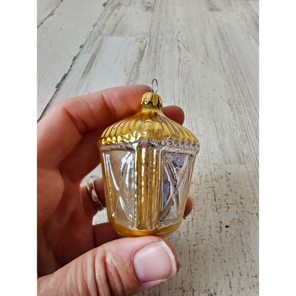 Vintage lantern candle clock Mercury glass ornament set Xmas tree gold - Picture 8 of 12